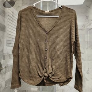 Olive Green Knitted Sweater XS